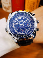 Relógios esportivos masculinos JARAGAR, relógio mecânico automático de luxo de marca de luxo para homens, pulseira de aço inoxidável prateada, relógio de pulso militar