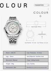 Relógios esportivos masculinos JARAGAR, relógio mecânico automático de luxo de marca de luxo para homens, pulseira de aço inoxidável prateada, relógio de pulso militar