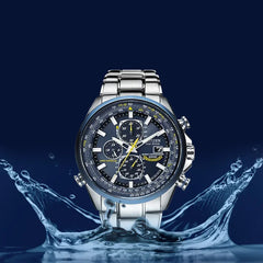 Relógio masculino Citizen Blue Angel I Geração Quartz Nightlight Sky Eagle Blue Angel Light Kinetic Energy AT8020