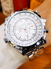 Relógios esportivos masculinos JARAGAR, relógio mecânico automático de luxo de marca de luxo para homens, pulseira de aço inoxidável prateada, relógio de pulso militar