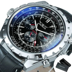 Relógios esportivos masculinos JARAGAR, relógio mecânico automático de luxo de marca de luxo para homens, pulseira de aço inoxidável prateada, relógio de pulso militar