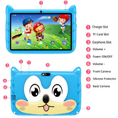Tablet infantil BDF de 7 polegadas com Android 13, 4 GB de RAM, 64 GB de ROM, 1 TB de expansão, Wi-Fi 5G, bateria de 4000 mAh, câmera dupla, presente para crianças, software para crianças