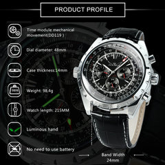 Relógios esportivos masculinos JARAGAR, relógio mecânico automático de luxo de marca de luxo para homens, pulseira de aço inoxidável prateada, relógio de pulso militar