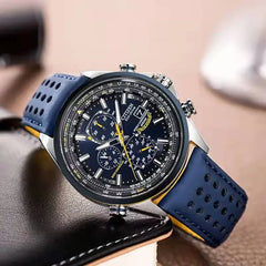 Relógio masculino Citizen Blue Angel I Geração Quartz Nightlight Sky Eagle Blue Angel Light Kinetic Energy AT8020
