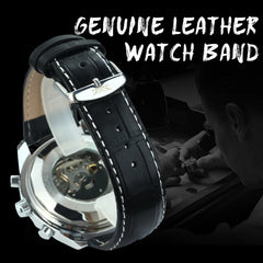 Relógios esportivos masculinos JARAGAR, relógio mecânico automático de luxo de marca de luxo para homens, pulseira de aço inoxidável prateada, relógio de pulso militar