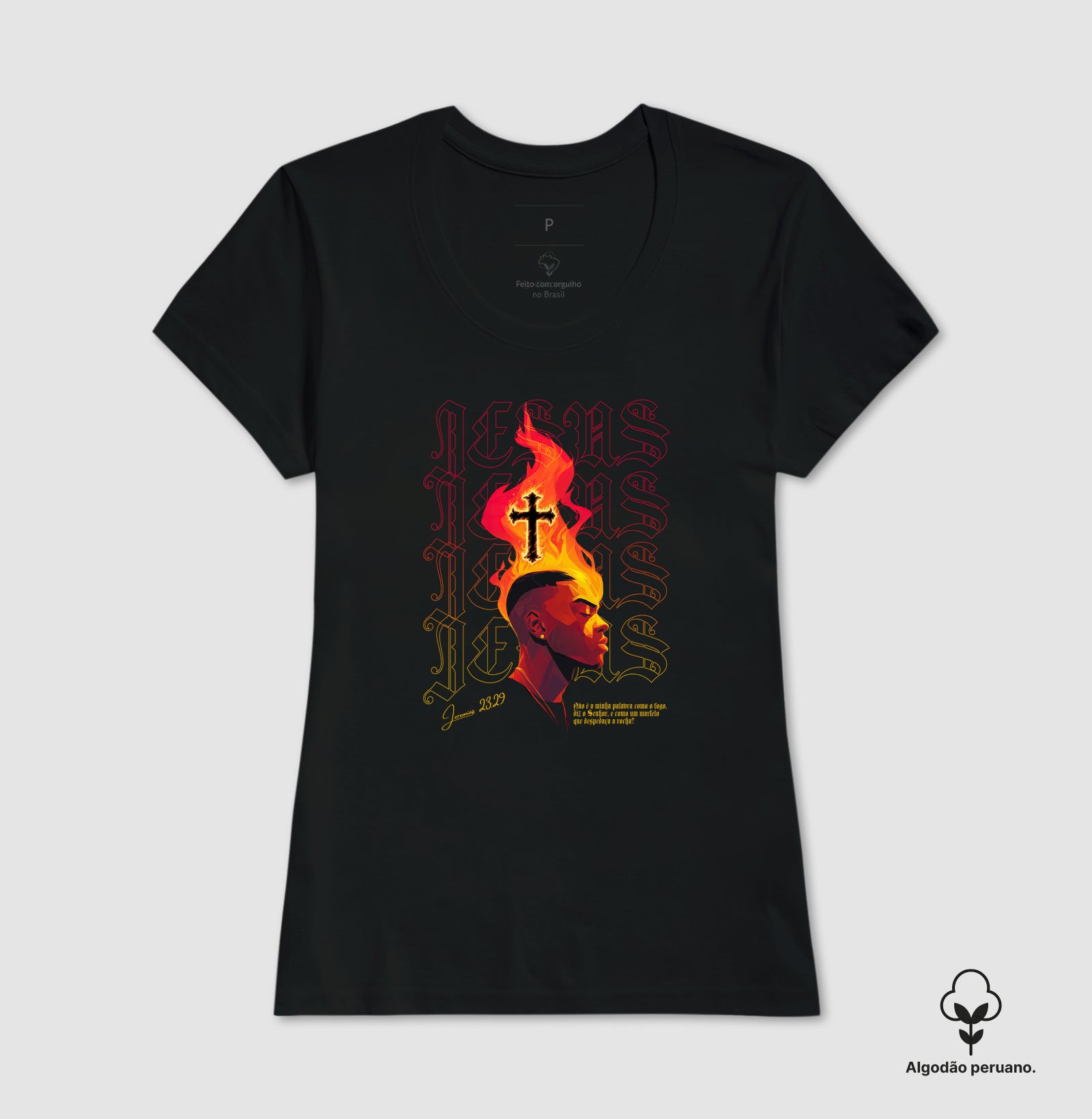 Jeremias 23:29 camiseta em algodão peruano
